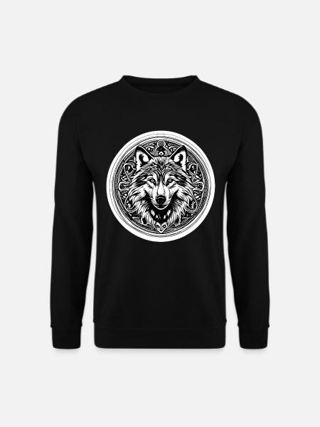 Wolf Wikinger Nordisch Kreis Centic - Unisex Pullover - Schwarz