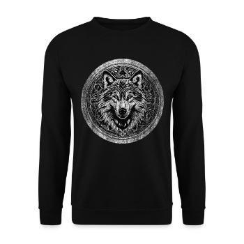 Wolf Wikinger Wild - Unisex Pullover - Schwarz - Vorne - Alina (178cm) & Michal (187cm)