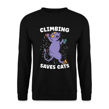 Rock Climbing Saves Cats Loves Mountain Climbing - Unisex Sweatshirt - black - Front - Alina (178cm) & Michal (187cm)
