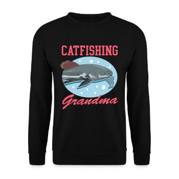 Pêcheur Grand-mère Poisson-chat Pêche Poisson Cadeau - Sweat-shirt Unisexe - noir - Devant - Alina (178cm) & Michal (187cm)