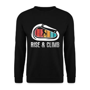 Rock Climbing Rise And Climb Retro Mountain Sports - Unisex Sweatshirt - black - Front - Alina (178cm) & Michal (187cm)
