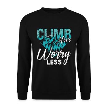 Rock Climbing Climb More Worry Less Mountaineering - Unisex Sweatshirt - black - Front - Alina (178cm) & Michal (187cm)