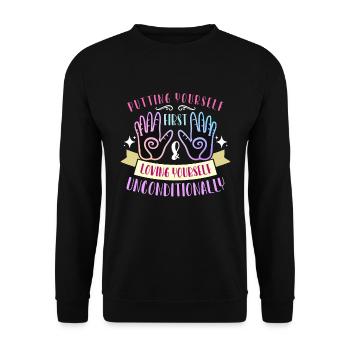 Reiki Putting Yourself First & Loving Meditation - Unisex Pullover - Schwarz - Vorne - Alina (178cm) & Michal (187cm)