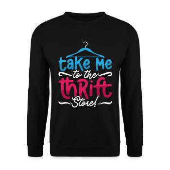 Thrift Shopping Take Me To The Thrift Second Hand - Unisex Sweatshirt - black - Front - Alina (178cm) & Michal (187cm)