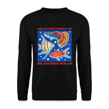 Aquarium Aquarianer Aquaristik Zierfisch Geschenk - Unisex Pullover - Schwarz - Vorne - Alina (178cm) & Michal (187cm)