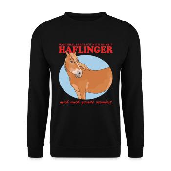 Haflinger Pferd Haffi Pferdebesitzer Geschenk - Unisex Pullover - Schwarz - Vorne - Alina (178cm) & Michal (187cm)