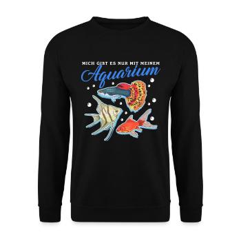 Aquaristik Aquarium Aquarianer Zierfisch Geschenk - Unisex Pullover - Schwarz - Vorne - Alina (178cm) & Michal (187cm)