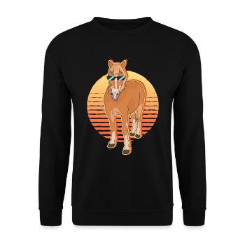 Haflinger Pferde Haffi Pferdebesitzer Geschenk - Unisex Pullover - Schwarz - Vorne - Alina (178cm) & Michal (187cm)