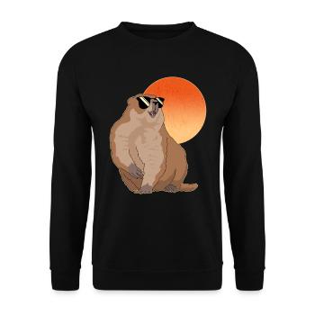 Murmeltiere Munggen Mankai Groundhog Geschenk - Unisex Pullover - Schwarz - Vorne - Alina (178cm) & Michal (187cm)