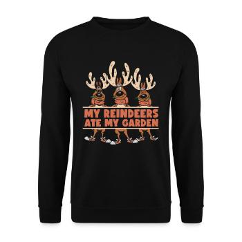 Hobby Gardener Garden Reindeer Garden Noël - Sweat-shirt Unisexe - noir - Devant - Alina (178cm) & Michal (187cm)