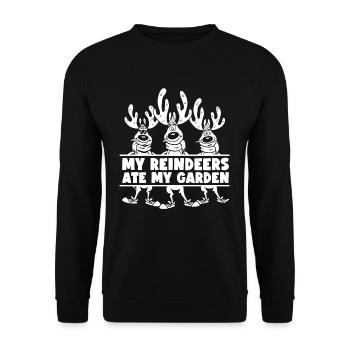 Hobby Gardener Garden Reindeer Garden Noël - Sweat-shirt Unisexe - noir - Devant - Alina (178cm) & Michal (187cm)
