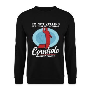 Cornhole Player Blind Hole Bean Bag Cadeau - Sweat-shirt Unisexe - noir - Devant - Alina (178cm) & Michal (187cm)