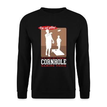 Joueur de cornhole | Blind Hole Bean Bag Cadeau - Sweat-shirt Unisexe - noir - Devant - Alina (178cm) & Michal (187cm)