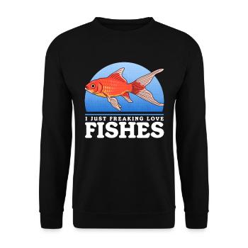 Aquarium Aquaristik Aquarianer Zierfisch Geschenk - Unisex Pullover - Schwarz - Vorne - Alina (178cm) & Michal (187cm)