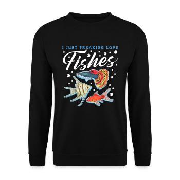 Aquaristik Aquarium Aquarianer Zierfisch Geschenk - Unisex Pullover - Schwarz - Vorne - Alina (178cm) & Michal (187cm)