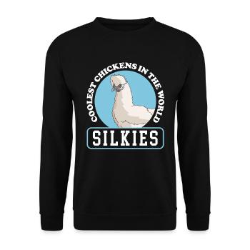 Silk Chicken Silkie Chickens Silk Chickens Gift - Unisex Sweatshirt - black - Front - Alina (178cm) & Michal (187cm)