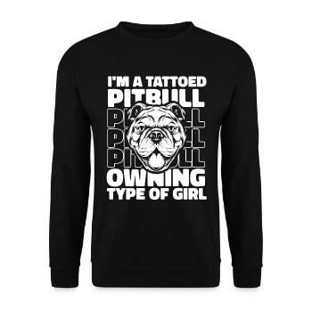 Pitbull Tattooed Pitbull Ban - Sweat-shirt Unisexe - noir - Devant - Alina (178cm) & Michal (187cm)