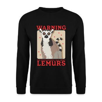 Lemur Katta Lemure Ringelschwanz Lemuren Geschenk - Unisex Pullover - Schwarz - Vorne - Alina (178cm) & Michal (187cm)