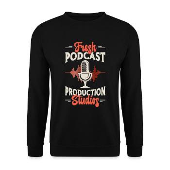 Podcasting Fresh Podcast Production Microphone - Unisex Pullover - Schwarz - Vorne - Alina (178cm) & Michal (187cm)