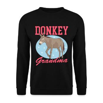 Esel Oma Eselbesitzerin Eselliebhaber Geschenk - Unisex Pullover - Schwarz - Vorne - Alina (178cm) & Michal (187cm)