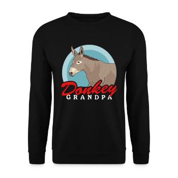 Esel Opa Eselliebhaber Eselbesitzer Geschenk - Unisex Pullover - Schwarz - Vorne - Alina (178cm) & Michal (187cm)