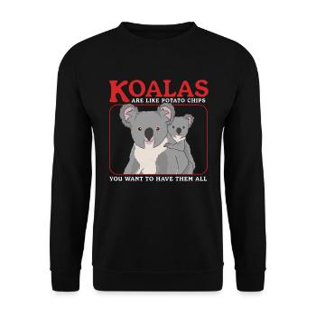 Koala Koalas Koala Bear Koala Bears Cadeau - Sweat-shirt Unisexe - noir - Devant - Alina (178cm) & Michal (187cm)