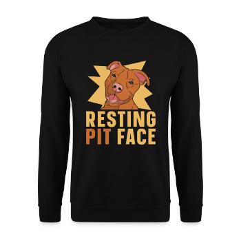 Pitbull Pitbull Verbot Resting Pit Face - Unisex Pullover - Schwarz - Vorne - Alina (178cm) & Michal (187cm)