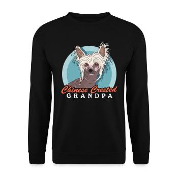 Chinese Crested Opa Chinesischer Schopfhund - Unisex Pullover - Schwarz - Vorne - Alina (178cm) & Michal (187cm)
