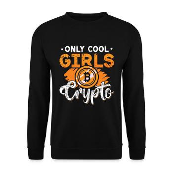 Cryptocurrency Only Cool Girl Crypto Investment - Unisex Pullover - Schwarz - Vorne - Alina (178cm) & Michal (187cm)