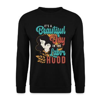 Doula It's A Beautiful Day In The Birth Companion - Unisex Pullover - Schwarz - Vorne - Alina (178cm) & Michal (187cm)