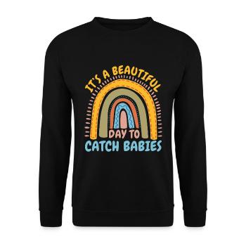 Ob/Gyn Nurse It's A Beautiful Day To Obstetrician - Unisex Sweatshirt - black - Front - Alina (178cm) & Michal (187cm)