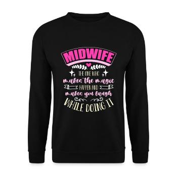 Midwife The One Who Makes The Magic Baby Catcher - Unisex Sweatshirt - black - Front - Alina (178cm) & Michal (187cm)