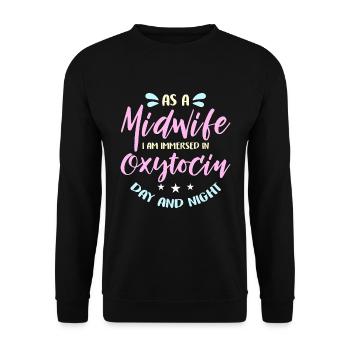 En tant que sage-femme, je suis immergée dans les sages-femmes d’accouchement - Sweat-shirt Unisexe - noir - Devant - Alina (178cm) & Michal (187cm)