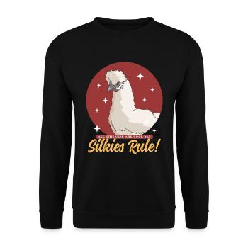 Silk Chickens Silk Chicken Silkie Chickens Gift - Unisex Sweatshirt - black - Front - Alina (178cm) & Michal (187cm)