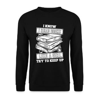 Book Bookworm Bookworm - Unisex Sweatshirt - black - Front - Alina (178cm) & Michal (187cm)