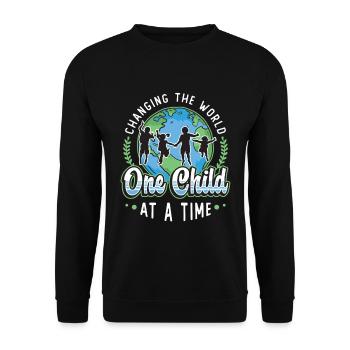 Childcare Worker Changing The World One Caretaker - Unisex Sweatshirt - black - Front - Alina (178cm) & Michal (187cm)