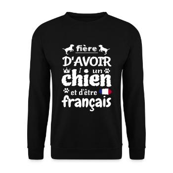 Fière d'avoir un chien et d'être français - Sweat-shirt Unisexe - noir - Devant - Alina (178cm) & Michal (187cm)