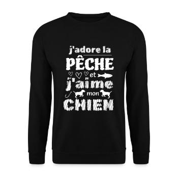 J'adore la pêche et j'aime mon chien - Sweat-shirt Unisexe - noir - Devant - Alina (178cm) & Michal (187cm)