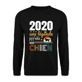 2020 une légende et née mon chien - Sweat-shirt Unisexe - noir - Devant - Alina (178cm) & Michal (187cm)