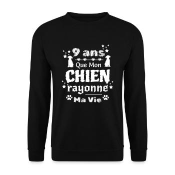 9 ans que mon chien rayonne ma vie - Sweat-shirt Unisexe - noir - Devant - Alina (178cm) & Michal (187cm)
