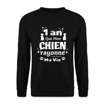 1 ans que mon chien rayonne ma vie - Sweat-shirt Unisexe - noir - Devant - Alina (178cm) & Michal (187cm)