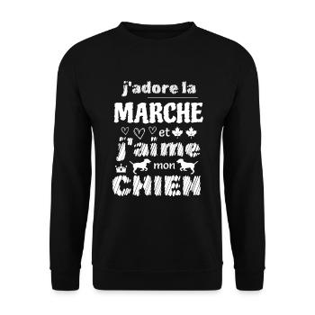 J'adore la marche et j'aime mon chien - Sweat-shirt Unisexe - noir - Devant - Alina (178cm) & Michal (187cm)