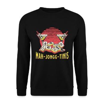 Mahjong Mah-Jongg-Tinis aime les tuiles de jeux de société - Sweat-shirt Unisexe - noir - Devant - Alina (178cm) & Michal (187cm)