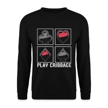 Play Cribbage Playing Cards Loves Crib Board Game - Unisex Sweatshirt - black - Front - Alina (178cm) & Michal (187cm)