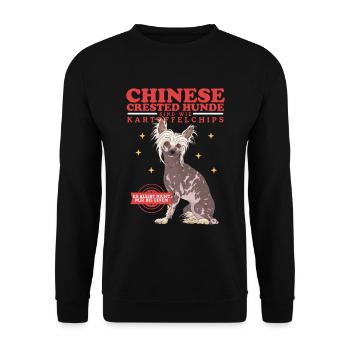 Chinesischer Schopfhund Chinese Crested Geschenk - Unisex Pullover - Schwarz - Vorne - Alina (178cm) & Michal (187cm)