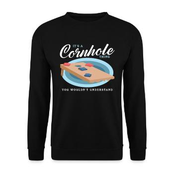 Cornhole Player Blind Hole Bean Bag Cadeau - Sweat-shirt Unisexe - noir - Devant - Alina (178cm) & Michal (187cm)