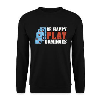 Dominoes Be Happy Jouer Dominoes Loves Jeu de société - Sweat-shirt Unisexe - noir - Devant - Alina (178cm) & Michal (187cm)