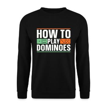Dominos Comment jouer aux dominos aime le jeu de société - Sweat-shirt Unisexe - noir - Devant - Alina (178cm) & Michal (187cm)