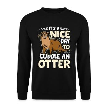 Otter It's A Nice Day To Cuddle An Otter Animals - Unisex Pullover - Schwarz - Vorne - Alina (178cm) & Michal (187cm)