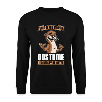 Otter This Is My Human Costume I'm Animal Lover - Unisex Sweatshirt - black - Front - Alina (178cm) & Michal (187cm)